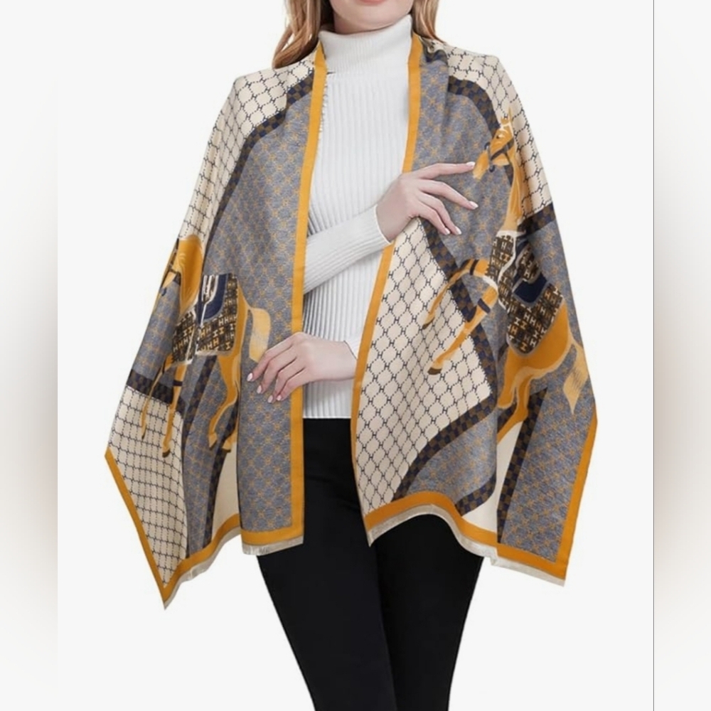 Large Stylish Horse Design Shawl Scarf Wrap - Picture 5 of 7